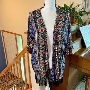 Kimono, Cover Up with Fringe by French Laundry M